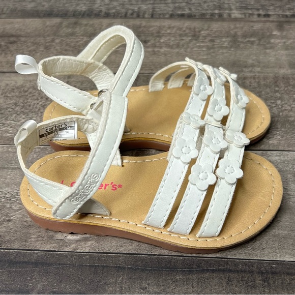Carters White Flower Strappy Toddler Sandals - Picture 4 of 13